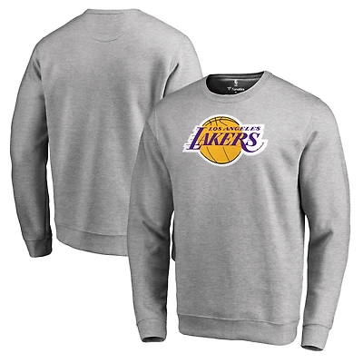 Men's Heathered Gray Los Angeles Lakers Primary Logo Sweatshirt