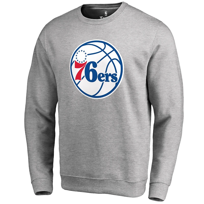Men's Heathered Gray Philadelphia 76ers Primary Logo Sweatshirt