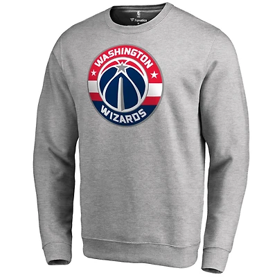 Men's Heathered Gray Washington Wizards Primary Logo Sweatshirt