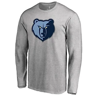 Men's Heather Gray Memphis Grizzlies Primary Logo Long Sleeve T-Shirt