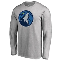Men's Heather Gray Minnesota Timberwolves Primary Logo Long Sleeve T-Shirt