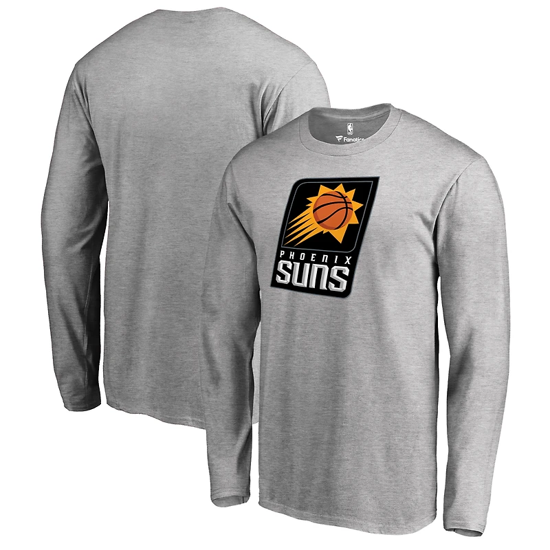 Men's Heather Gray Phoenix Suns Primary Logo Long Sleeve T-Shirt
