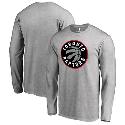Men's Heather Gray Toronto Raptors Primary Logo Long Sleeve T-Shirt