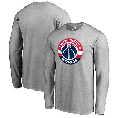 Men's Heather Gray Washington Wizards Primary Logo Long Sleeve T-Shirt