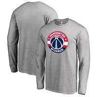 Men's Heather Gray Washington Wizards Primary Logo Long Sleeve T-Shirt