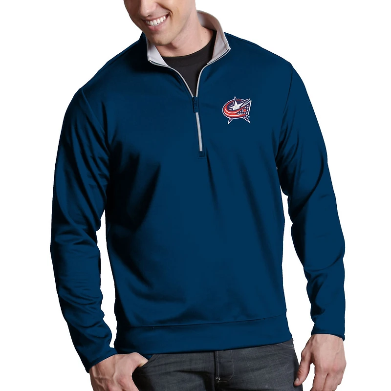 Men's Antigua Navy Columbus Blue Jackets Leader 1/4-Zip Pullover Jacket