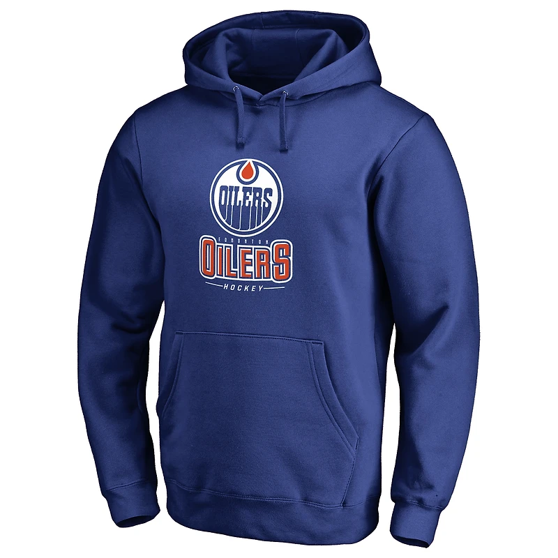 Men's Royal Edmonton Oilers Team Lockup Fitted Pullover Hoodie