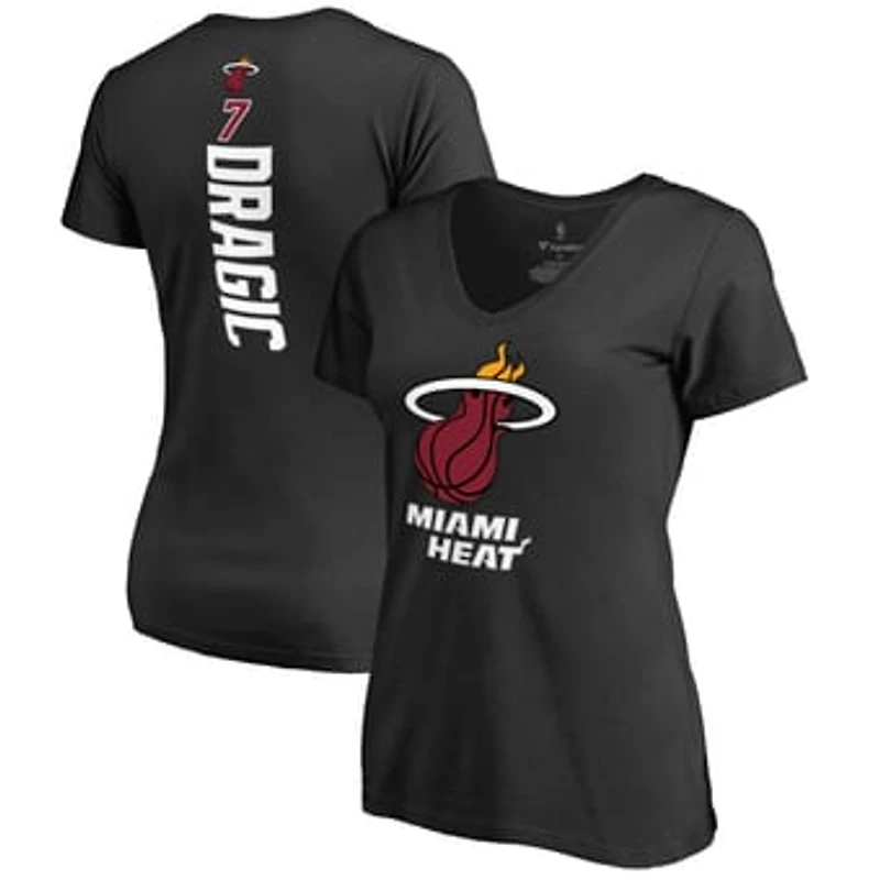 Women's Goran Dragic Black Miami Heat Backer V-Neck T-Shirt