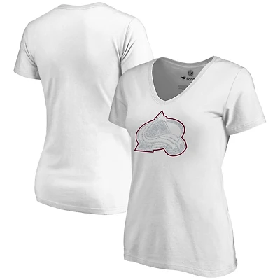 Women's White Colorado Avalanche Whiteout V-Neck T-Shirt