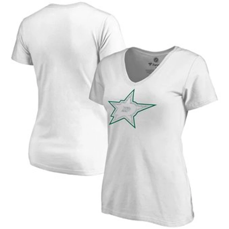 Women's White Dallas Stars Whiteout V-Neck T-Shirt