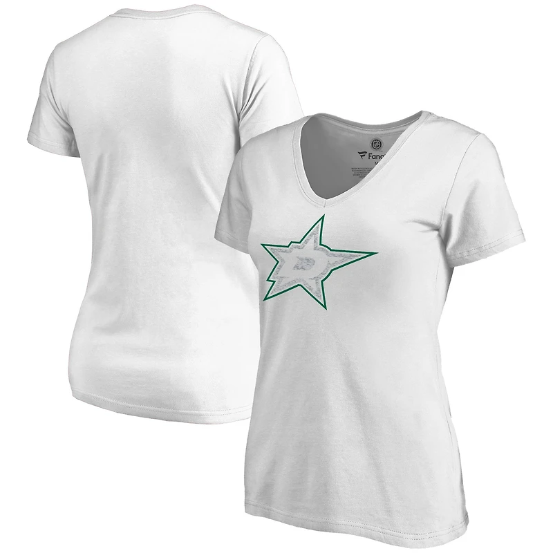 Women's White Dallas Stars Whiteout V-Neck T-Shirt