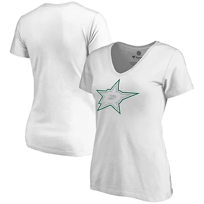 Women's White Dallas Stars Whiteout V-Neck T-Shirt