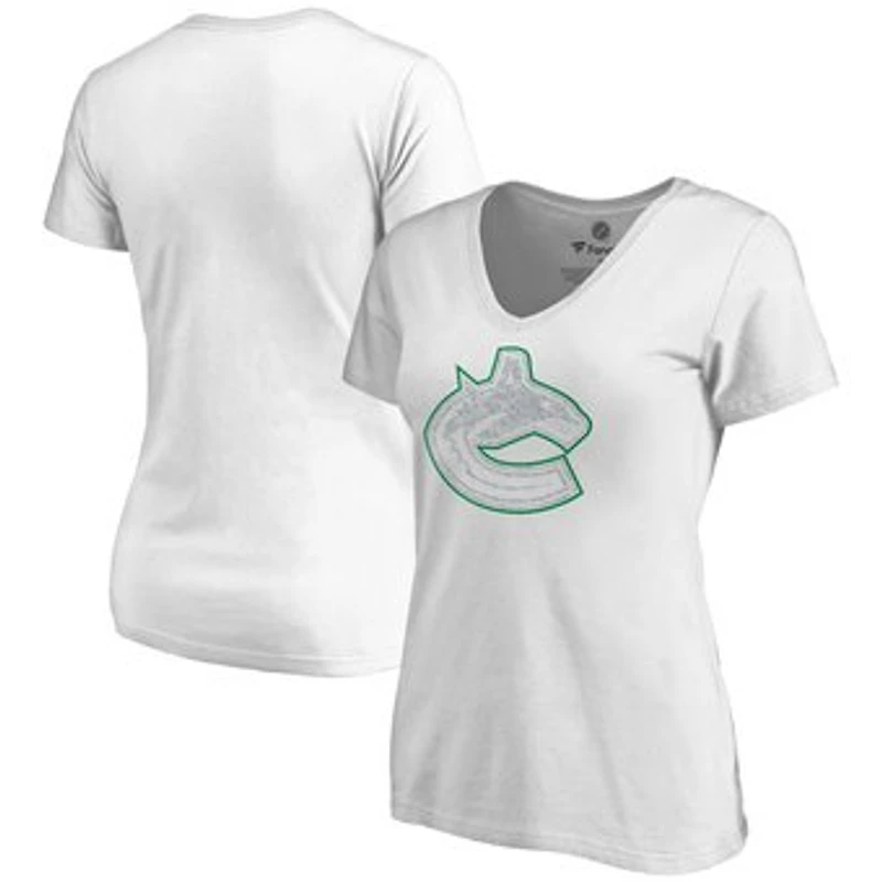 Women's White Vancouver Canucks Whiteout V-Neck T-Shirt