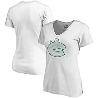 Women's White Vancouver Canucks Whiteout V-Neck T-Shirt