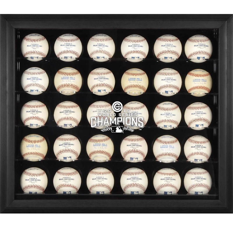 Chicago Cubs 2016 MLB World Series Champions Black Framed Logo 30-Ball Display Case