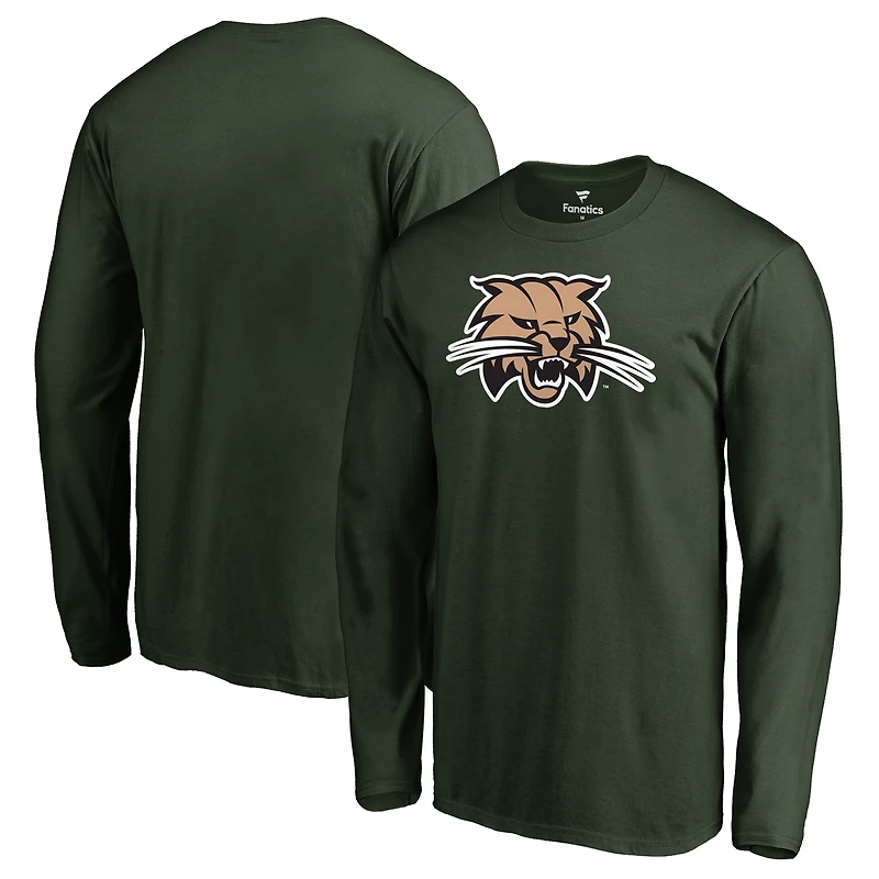 Men's Green Ohio Bobcats Primary Team Logo Long Sleeve T-Shirt