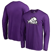Men's Purple TCU Horned Frogs Primary Team Logo Long Sleeve T-Shirt