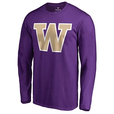 Men's Purple Washington Huskies Primary Team Logo Long Sleeve T-Shirt
