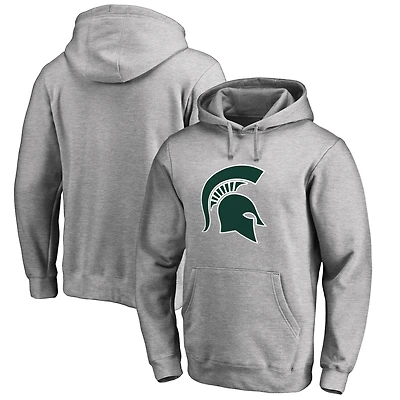Men's Ash Michigan State Spartans Primary Team Logo Pullover Hoodie