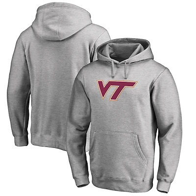 Men's Ash Virginia Tech Hokies Primary Team Logo Pullover Hoodie