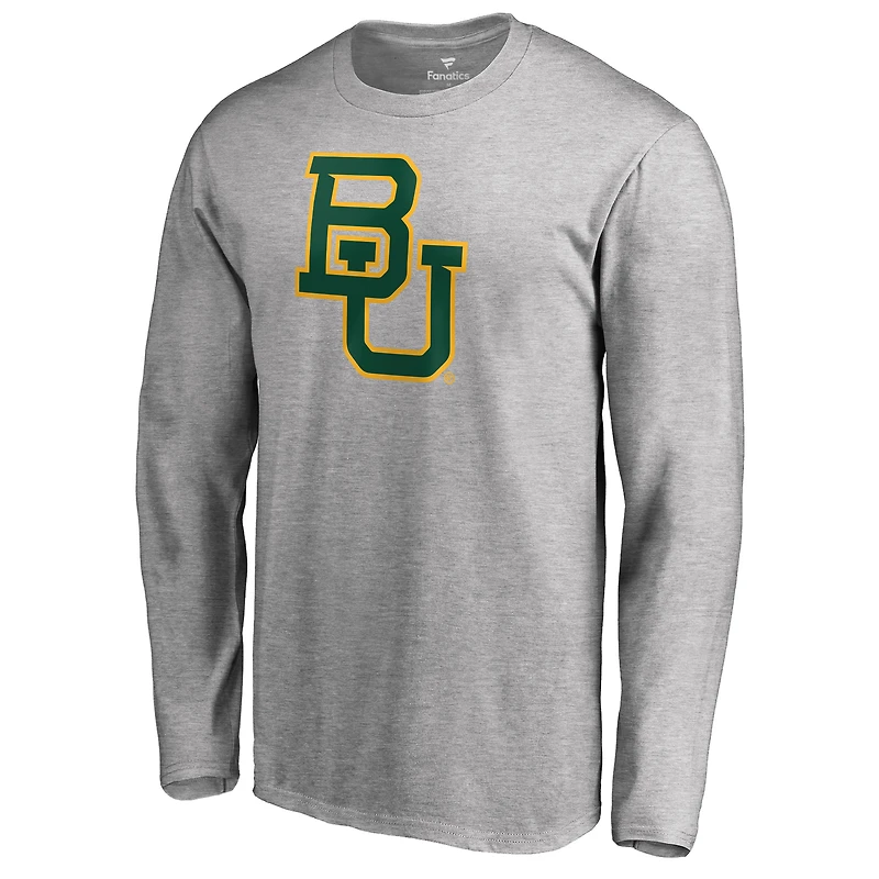 Men's Ash Baylor Bears Primary Logo Long Sleeve T-Shirt