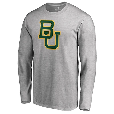 Men's Ash Baylor Bears Primary Logo Long Sleeve T-Shirt