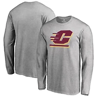 Men's Ash Cent. Michigan Chippewas Primary Logo Long Sleeve T-Shirt