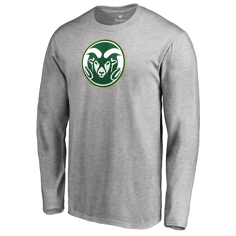 Men's Ash Colorado State Rams Primary Logo Long Sleeve T-Shirt
