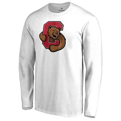 Men's White Cornell Big Red Primary Logo Long Sleeve T-Shirt