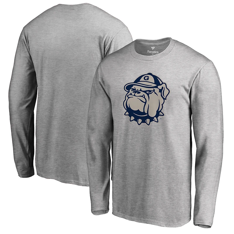 Men's Ash Georgetown Hoyas Primary Logo Long Sleeve T-Shirt