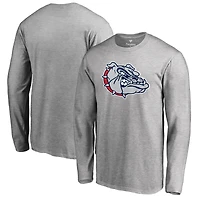 Men's Ash Gonzaga Bulldogs Primary Logo Long Sleeve T-Shirt