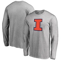 Men's Ash Illinois Fighting Illini Primary Logo Long Sleeve T-Shirt