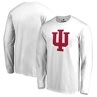 Men's White Indiana Hoosiers Primary Logo Long Sleeve T-Shirt