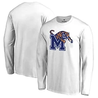 Men's White Memphis Tigers Primary Logo Long Sleeve T-Shirt