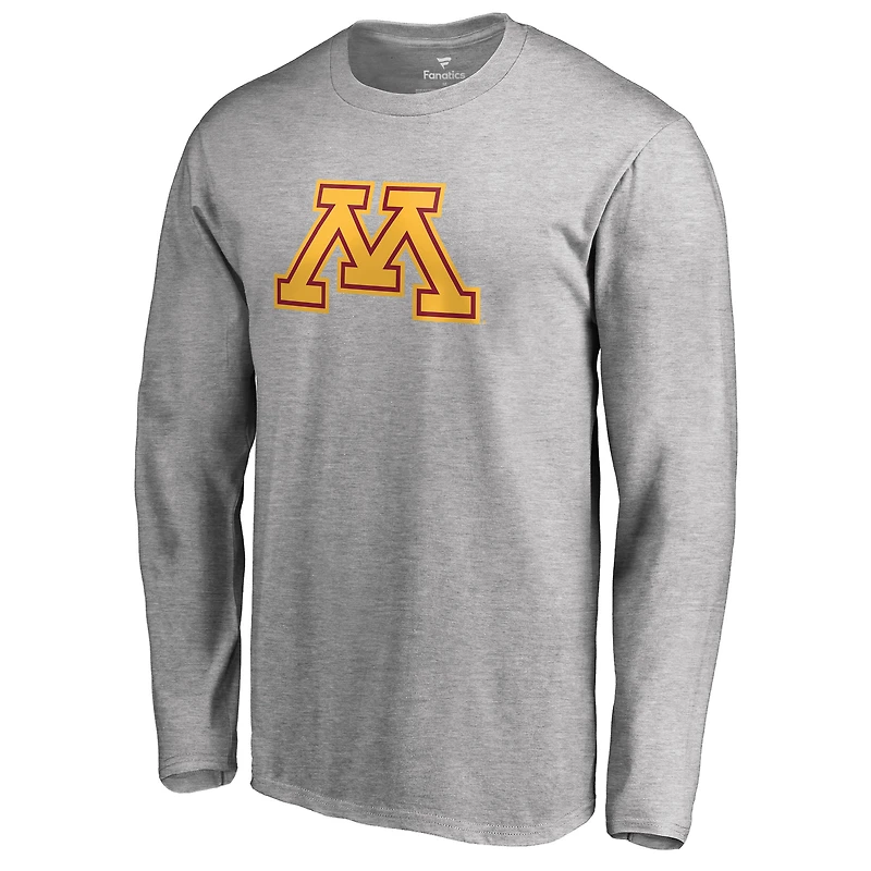Men's Ash Minnesota Golden Gophers Primary Logo Long Sleeve T-Shirt