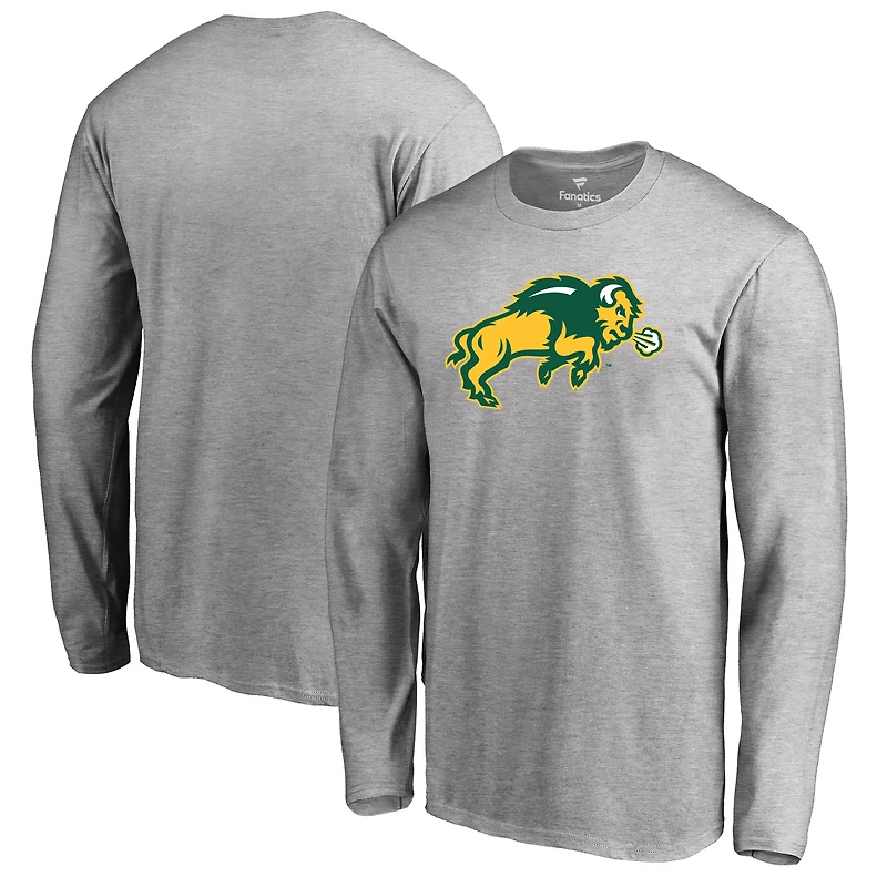 Men's Ash NDSU Bison Primary Logo Long Sleeve T-Shirt
