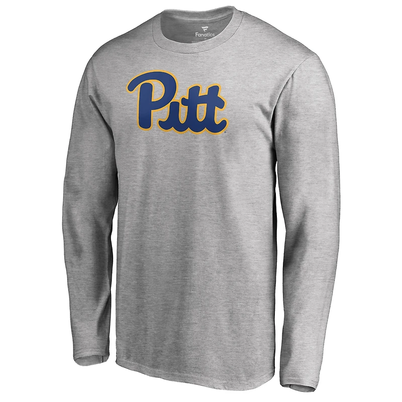 Men's Ash Pitt Panthers Primary Logo Long Sleeve T-Shirt