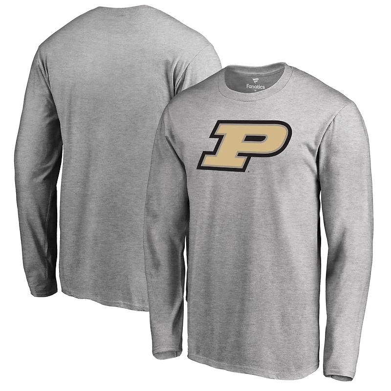 Men's Ash Purdue Boilermakers Primary Logo Long Sleeve T-Shirt