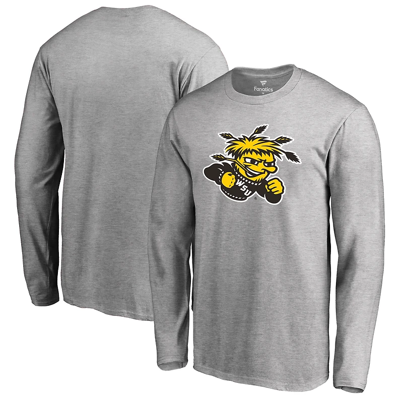 Men's Ash Wichita State Shockers Primary Logo Long Sleeve T-Shirt