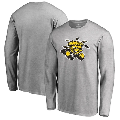 Men's Ash Wichita State Shockers Primary Logo Long Sleeve T-Shirt