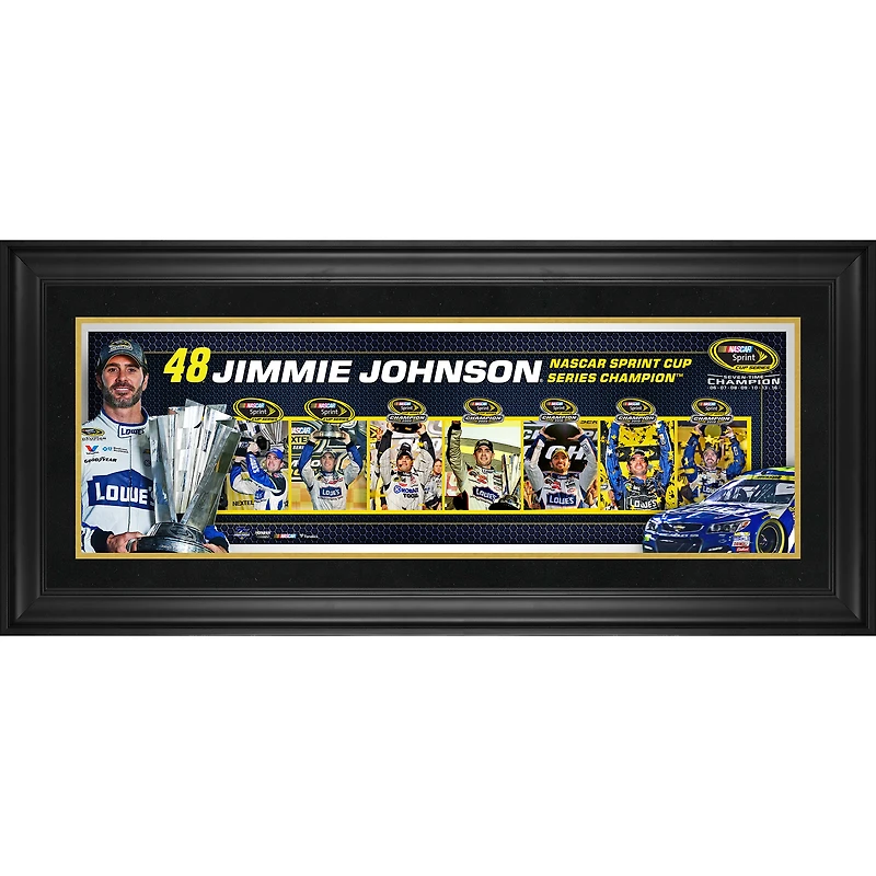 Jimmie Johnson Framed 10" x 30" 2016 Sprint Cup Champion 7-Time NASCAR Champion Panoramic Collage