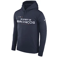 Men's Nike Navy Denver Broncos Sideline Property Of Performance Pullover Hoodie