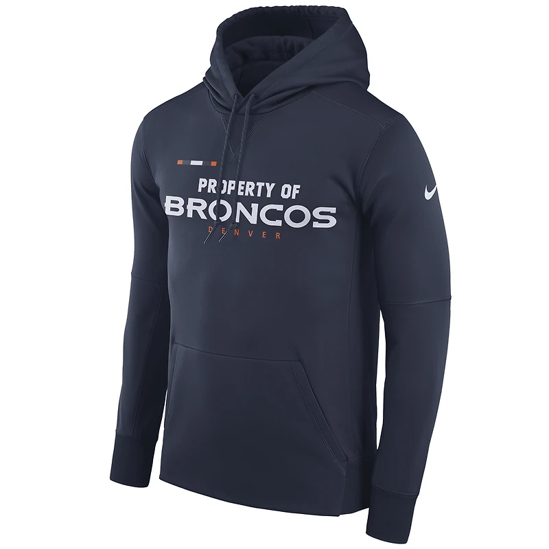 Men's Nike Navy Denver Broncos Sideline Property Of Performance Pullover Hoodie
