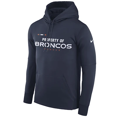 Men's Nike Navy Denver Broncos Sideline Property Of Performance Pullover Hoodie