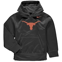 Youth Nike Anthracite Texas Longhorns Logo KO Pullover Performance Hoodie