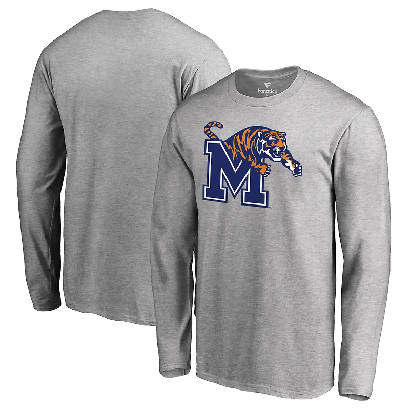 Men's Ash Memphis Tigers Primary Logo Long Sleeve T-Shirt