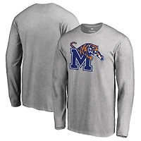 Men's Ash Memphis Tigers Primary Logo Long Sleeve T-Shirt