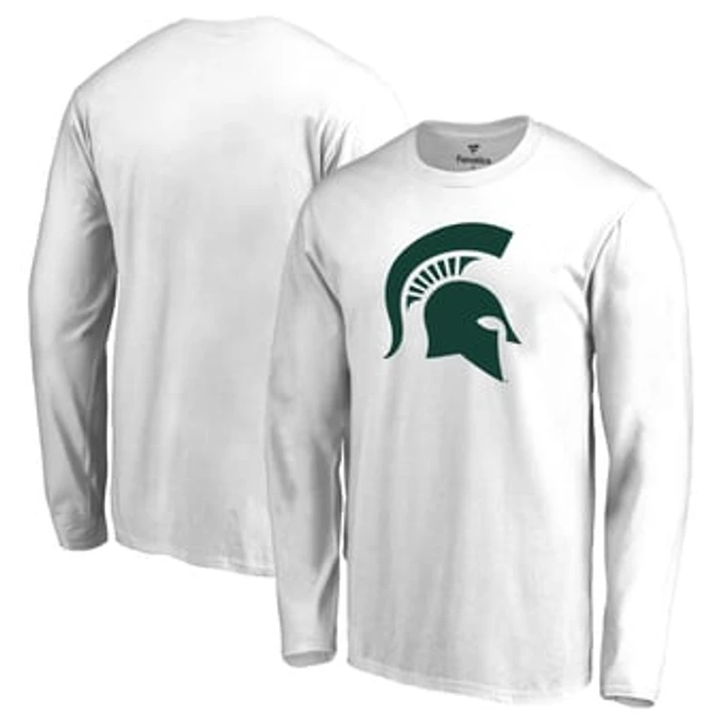 Men's White Michigan State Spartans Primary Logo Long Sleeve T-Shirt