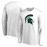 Men's White Michigan State Spartans Primary Logo Long Sleeve T-Shirt