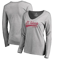 Women's Heathered Gray Indiana University Kokomo All-American Primary Long Sleeve V-Neck T-Shirt
